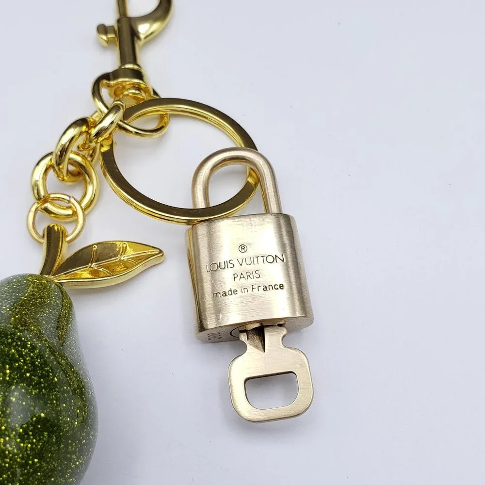 Authentic Louis Vuitton Lock & Key with Unbranded Avocado Charm, Keychain